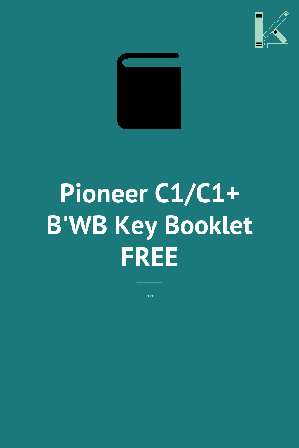 Pioneer C1/C1+ B'WB Key Booklet FREE